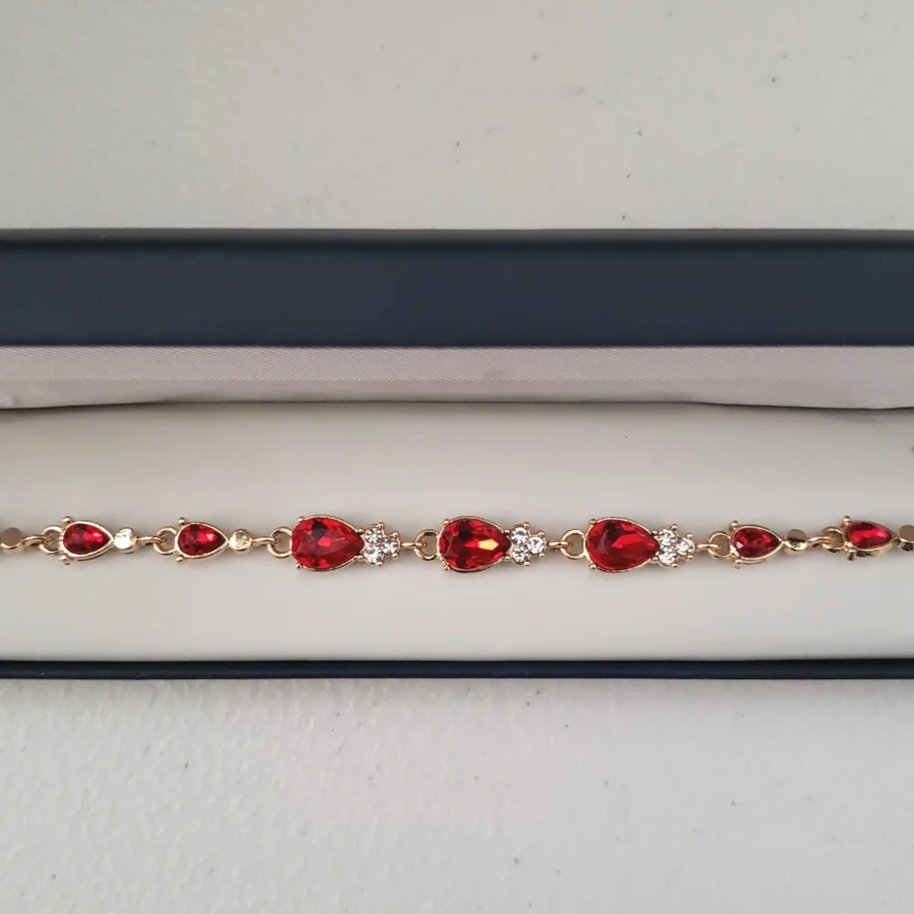 NEW Ruby and Gold Bracelet with Rhinestones